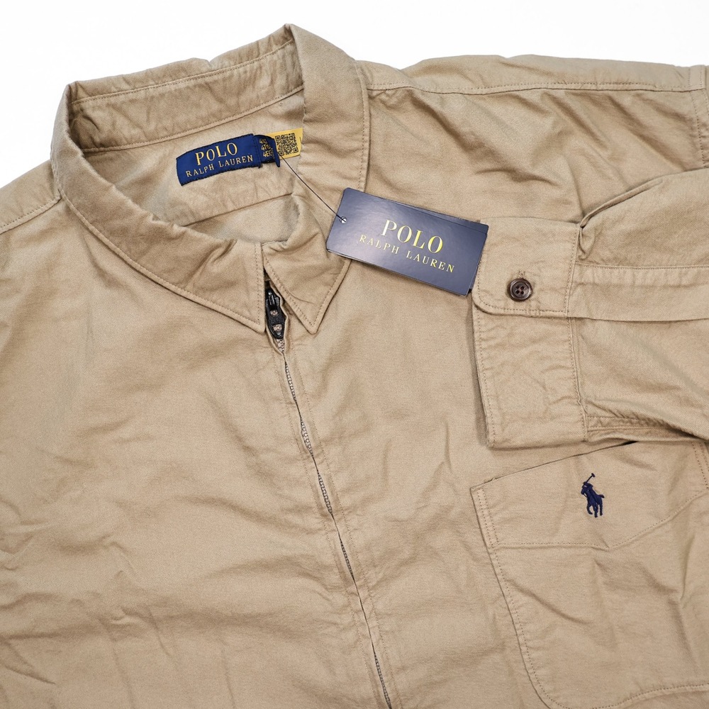 NWT POLO RALPH LAUREN Men 4XLT Surrey Tan Garment-Dyed Oxford Full Zip Overshirt